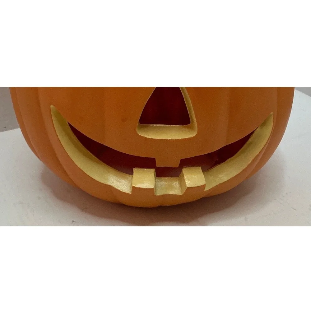 Halloween Jack O Lantern Foam Blow Mold Pumpkin Decor Orange Toothy Grin 8 Inch